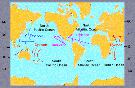 hurricanes hurricane cyclone typhoon 1996 name dummies names cyclones map where storms cyclonic atlantic 2001 major 2010